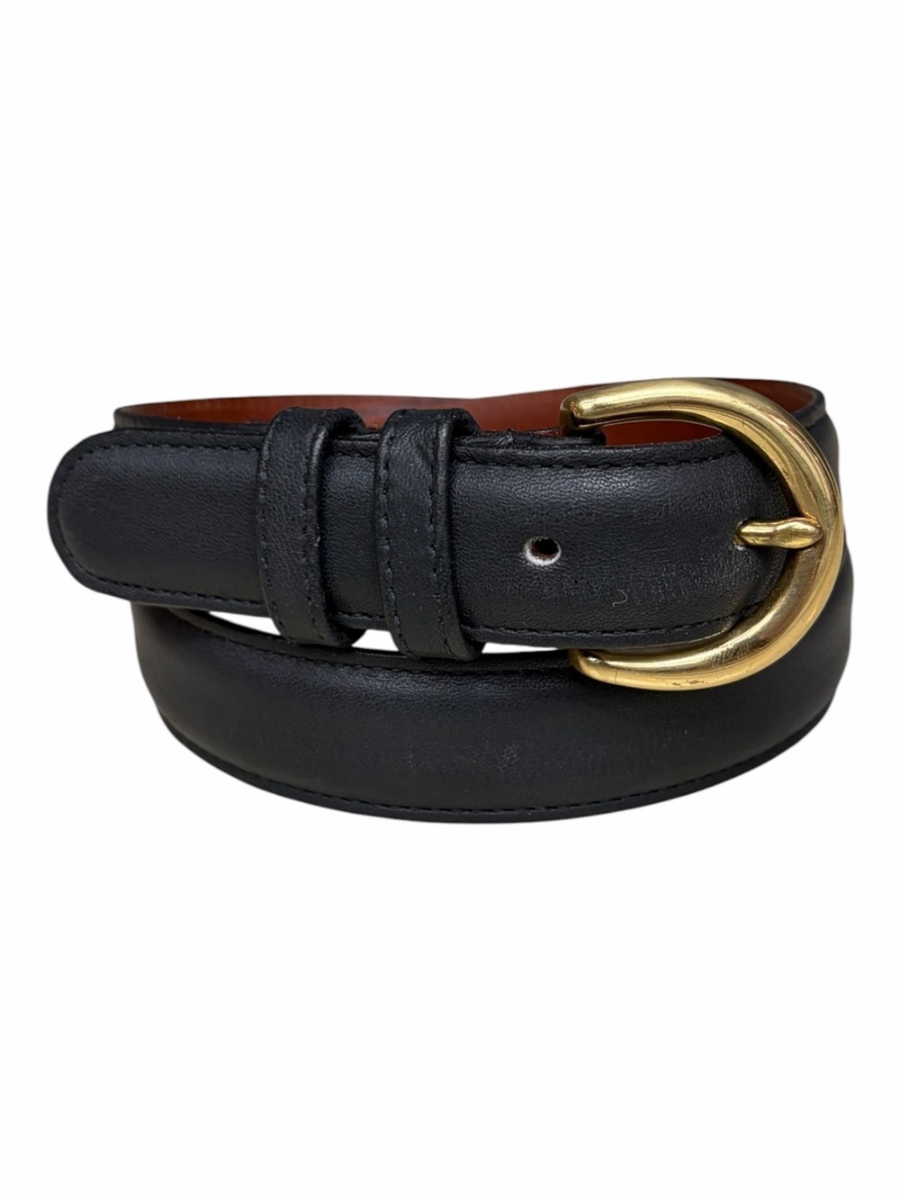 Vintage Coach Matte Black Cowhide Leather Brass Belt Small Y2K Minimalist Belt